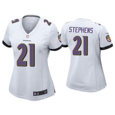 Women Baltimore Ravens #21 Brandon Stephens White Game Jersey