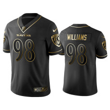 Men Baltimore Ravens #98 2019 Golden Edition Vapor Untouchable Limited Brandon Williams Black Jersey