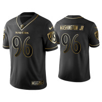 Men Baltimore Ravens #96 Golden Edition Vapor Limited Ravens Broderick Washington Jr. Black Jersey