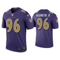 Men Baltimore Ravens #96 Color Rush Legend Broderick Washington Jr. Purple Jersey