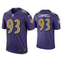 Men Baltimore Ravens #93 Color Rush Legend Calais Campbell Purple Jersey