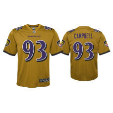 Youth Baltimore Ravens #93 Calais Campbell Gold Inverted Game Jersey