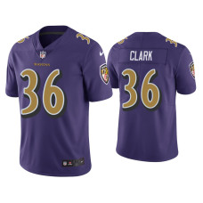 Men Baltimore Ravens #36 Color Rush Limited Chuck Clark Purple Jersey