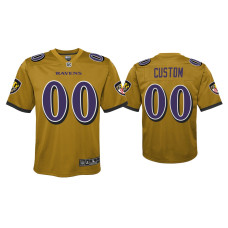 Youth Baltimore Ravens #00 Custom Gold Inverted Game Jersey