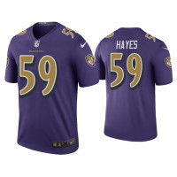 Men Baltimore Ravens #59 Color Rush Legend Daelin Hayes Purple Jersey