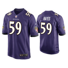 Men Baltimore Ravens #59 Daelin Hayes Purple Game Jersey