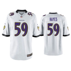 Men Baltimore Ravens #59 Daelin Hayes White Game Jersey