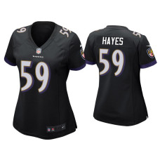 Women Baltimore Ravens #59 Daelin Hayes Black Game Jersey