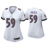 Women Baltimore Ravens #59 Daelin Hayes White Game Jersey