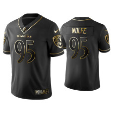 Men Baltimore Ravens #95 Golden Edition Vapor Limited Ravens Derek Wolfe Black Jersey