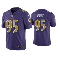 Men Baltimore Ravens #95 Color Rush Limited Derek Wolfe Purple Jersey