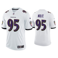 Men Baltimore Ravens #95 Derek Wolfe Vapor Limited White Jersey