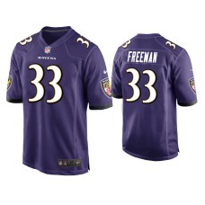 Men Baltimore Ravens #33 Devonta Freeman Purple Game Jersey