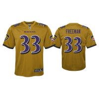 Youth Baltimore Ravens #33 Devonta Freeman Gold Inverted Game Jersey