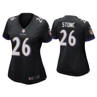 Women Baltimore Ravens #26 Geno Stone Black Game Jersey