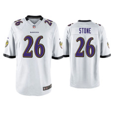 Men Baltimore Ravens #26 Geno Stone White Game Jersey