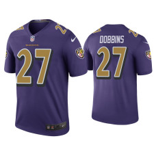 Men Baltimore Ravens #27 Color Rush Legend J.K. Dobbins Purple Jersey