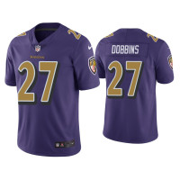 Men Baltimore Ravens #27 Color Rush Limited J.K. Dobbins Purple Jersey