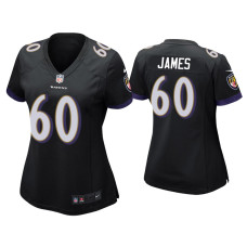 Women Baltimore Ravens #60 Ja'Wuan James Black Game Jersey