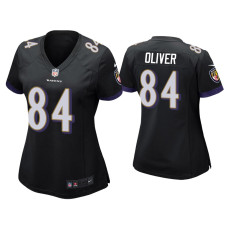 Women Baltimore Ravens #84 Josh Oliver Black Game Jersey