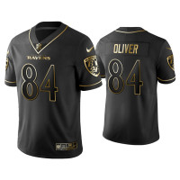 Men Baltimore Ravens #84 Golden Edition Vapor Limited Ravens Josh Oliver Black Jersey