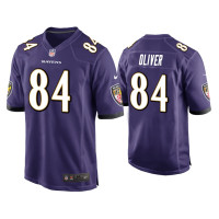 Men Baltimore Ravens #84 Josh Oliver Purple Game Jersey