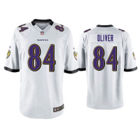 Men Baltimore Ravens #84 Josh Oliver White Game Jersey