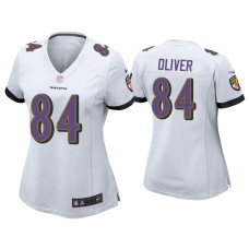 Women Baltimore Ravens #84 Josh Oliver White Game Jersey