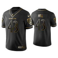 Men Baltimore Ravens #43 Golden Edition Vapor Limited Ravens Justice Hill Black Jersey