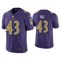 Men Baltimore Ravens #43 Color Rush Limited Justice Hill Purple Jersey