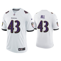 Men Baltimore Ravens #43 Justice Hill Vapor Limited White Jersey