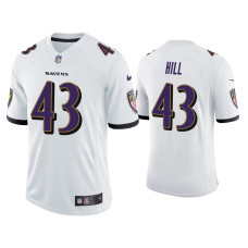 Men Baltimore Ravens #43 Justice Hill Vapor Limited White Jersey