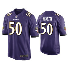 Men Baltimore Ravens #50 Justin Houston Purple Game Jersey