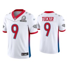 Men Baltimore Ravens #9 Justin Tucker 2022 AFC Pro Bowl White Game Jersey