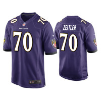 Men Baltimore Ravens #70 Kevin Zeitler Purple Game Jersey