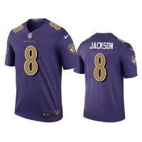 Men Baltimore Ravens #8 Color Rush Legend Lamar Jackson Purple Jersey