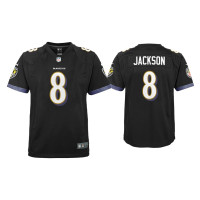 Youth Baltimore Ravens #8 Lamar Jackson Black Game Jersey