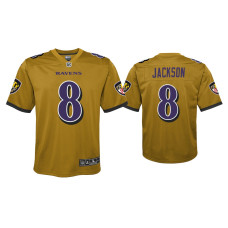 Youth Baltimore Ravens #8 Lamar Jackson Gold Inverted Game Jersey