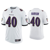 Men Baltimore Ravens #40 Malik Harrison Vapor Limited White Jersey