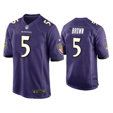 Men Baltimore Ravens #5 Marquise Brown Purple Game Jersey