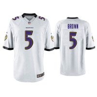 Men Baltimore Ravens #5 Marquise Brown White Game Jersey