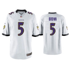 Men Baltimore Ravens #5 Marquise Brown White Game Jersey