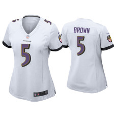 Women Baltimore Ravens #5 Marquise Brown White Game Jersey