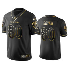 Men Baltimore Ravens #80 2019 Golden Edition Vapor Limited Ravens Miles Boykin Black Jersey