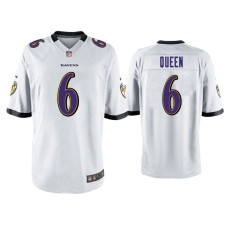 Men Baltimore Ravens #6 Patrick Queen White Game Jersey