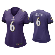 Women Baltimore Ravens #6 Patrick Queen Purple Game Jersey