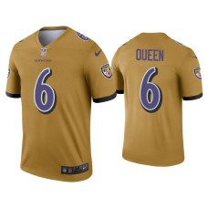 Men Baltimore Ravens #6 Patrick Queen Gold Inverted Legend Jersey