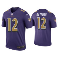 Men Baltimore Ravens #12 Color Rush Legend Rashod Bateman Purple Jersey