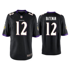 Men Baltimore Ravens #12 Rashod Bateman Black Game Jersey