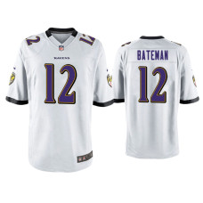 Men Baltimore Ravens #12 Rashod Bateman White Game Jersey